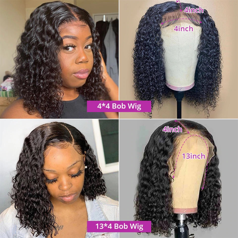 Jerry Curly Short Bob Wigs Lace Frontal Human Hair Wigs