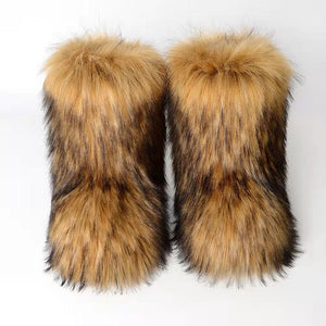 Winter Fluffy Faux Fox Fur Boots