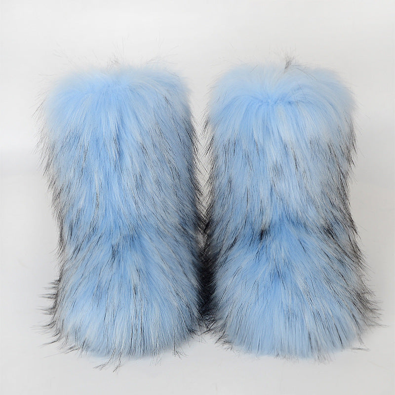 Winter Fluffy Faux Fox Fur Boots