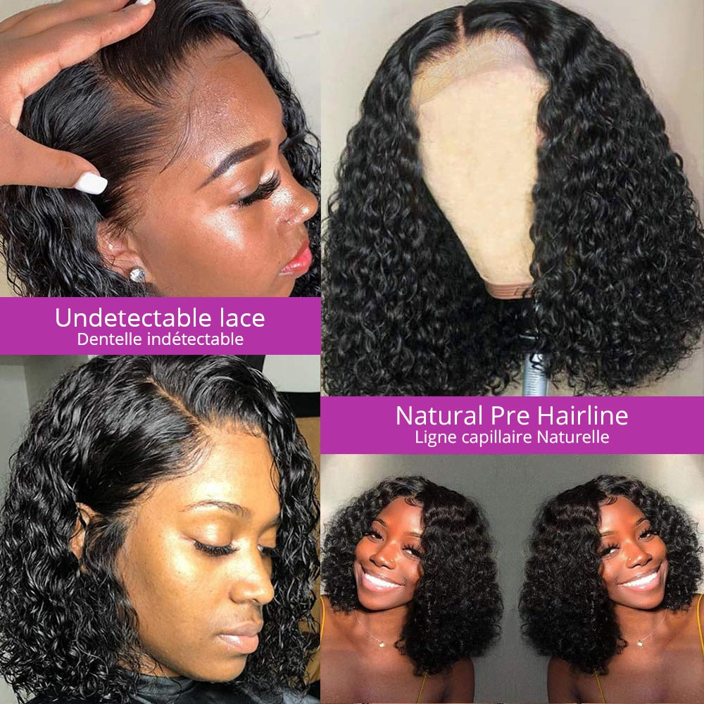 Jerry Curly Short Bob Wigs Lace Frontal Human Hair Wigs