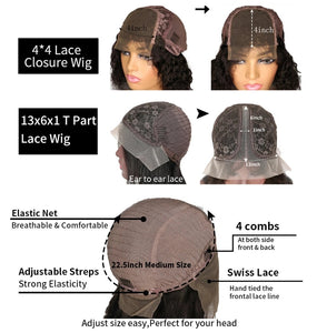 Short Curly Bob Human Hair Wigs/ transparent lace frontal