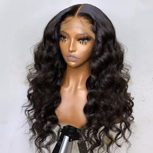 Loose Deep Wave  Transparent Lace Frontal Wig Human Hair Pre Plucked