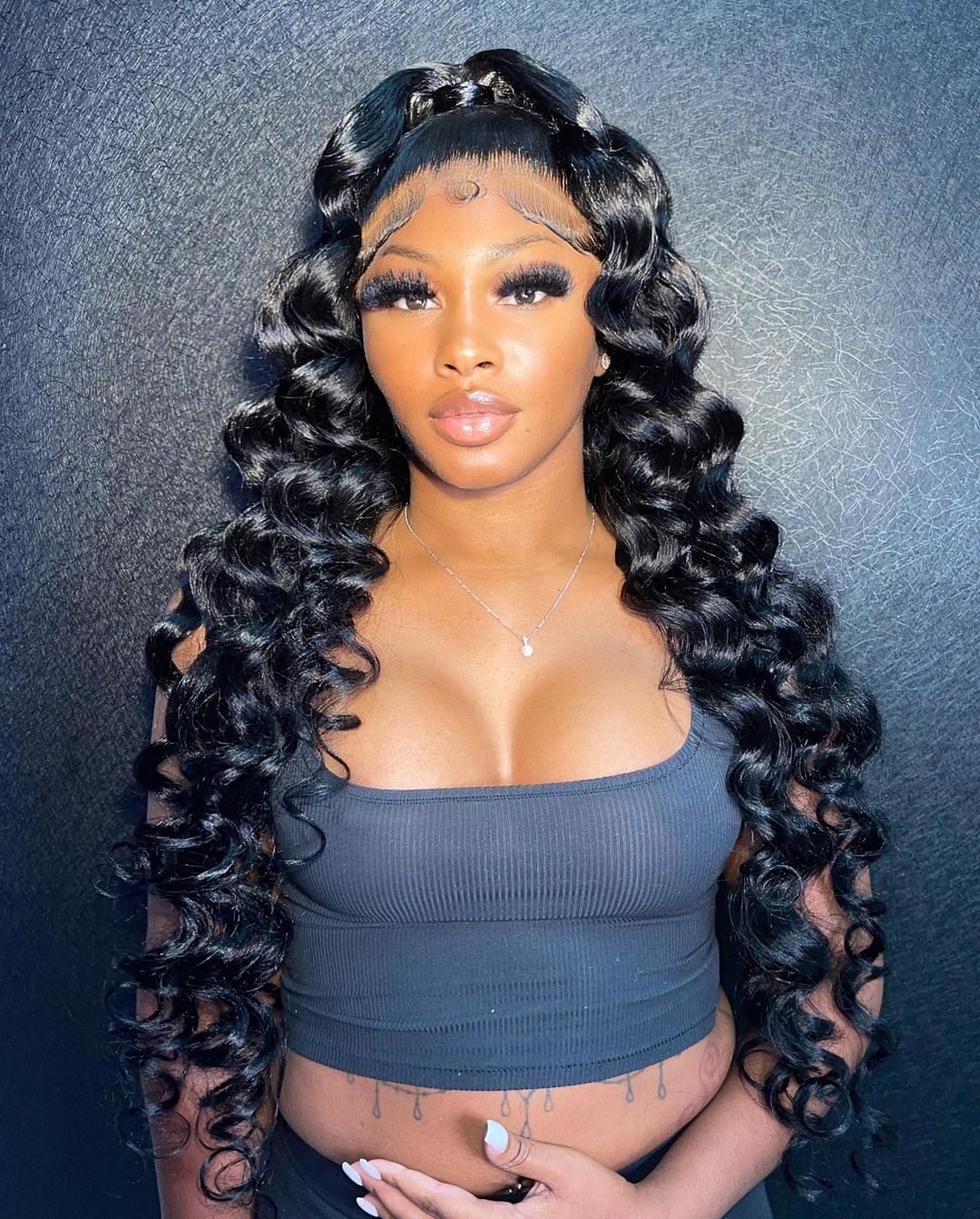 Loose Deep Wave  Transparent Lace Frontal Wig Human Hair Pre Plucked