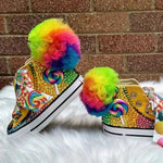 Load image into Gallery viewer, Lollipop Rainbow Candy Canvas Simulation DIY Kids Pearls Sneakers
