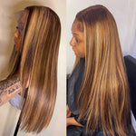 Load image into Gallery viewer, Straight Lace Front Wig Highlight Wig Human Hair Colored Ombre
