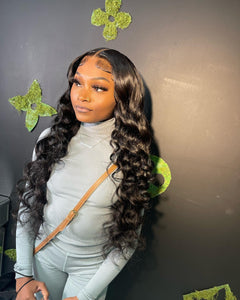 Loose Deep Wave  Transparent Lace Frontal Wig Human Hair Pre Plucked