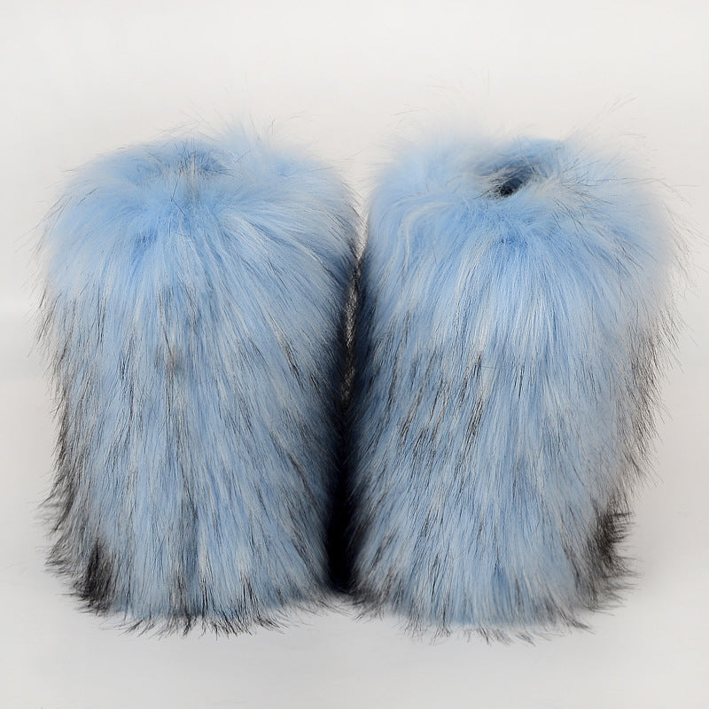 Winter Fluffy Faux Fox Fur Boots