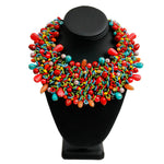 Load image into Gallery viewer, Rainbow Color Bead and Copper Bib Necklace
