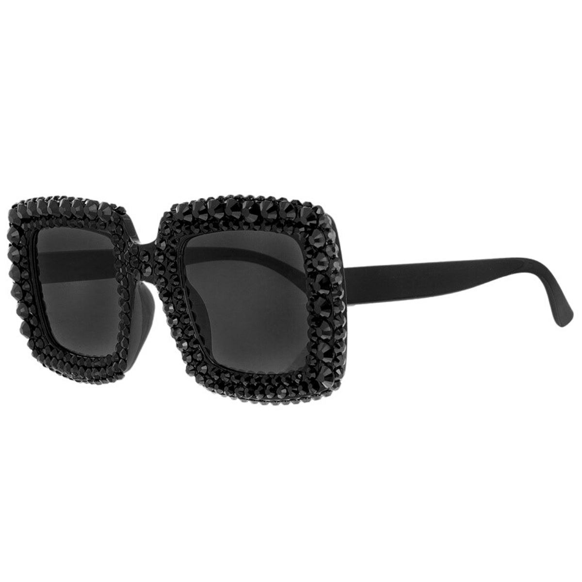 Sparkly Black Stone Square Sunglasses