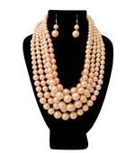 Load image into Gallery viewer, Light Brown Pearl Multi Strand Necklace Set
