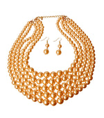 Load image into Gallery viewer, Light Brown Pearl Multi Strand Necklace Set
