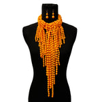 Load image into Gallery viewer, Mustard Bead Fringe Necklace Set
