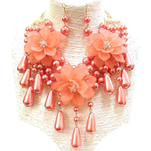 Pink Pearl Teardrop Flower Set