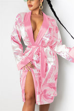 Load image into Gallery viewer, Long Sleeve Midi Bandage Dress Money Pajamas
