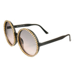 Load image into Gallery viewer, Purple Tint Lens Round Rhinestone Sunglasses
