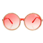 Load image into Gallery viewer, Red Round Rhinestone Sunglasses
