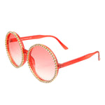 Load image into Gallery viewer, Red Round Rhinestone Sunglasses
