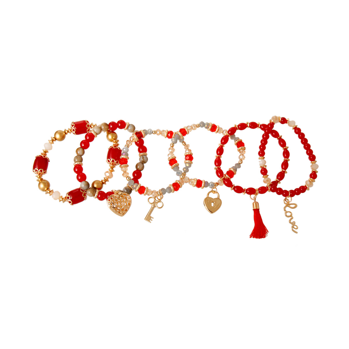 Red Glass Bead Love Bracelets