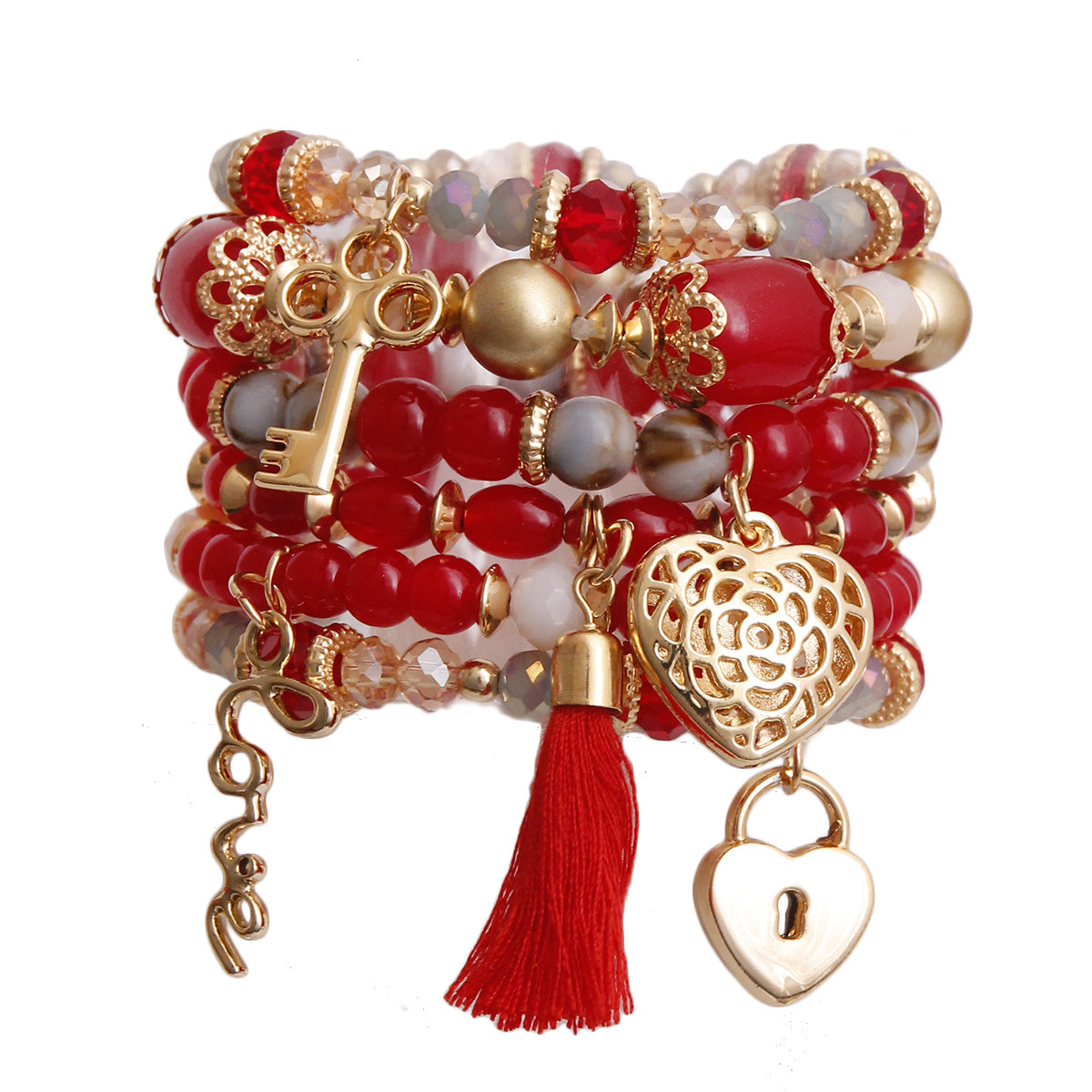 Red Glass Bead Love Bracelets