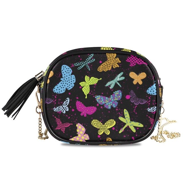 Butterfly Designer Fashion Leather Zipper Crossbody Bags