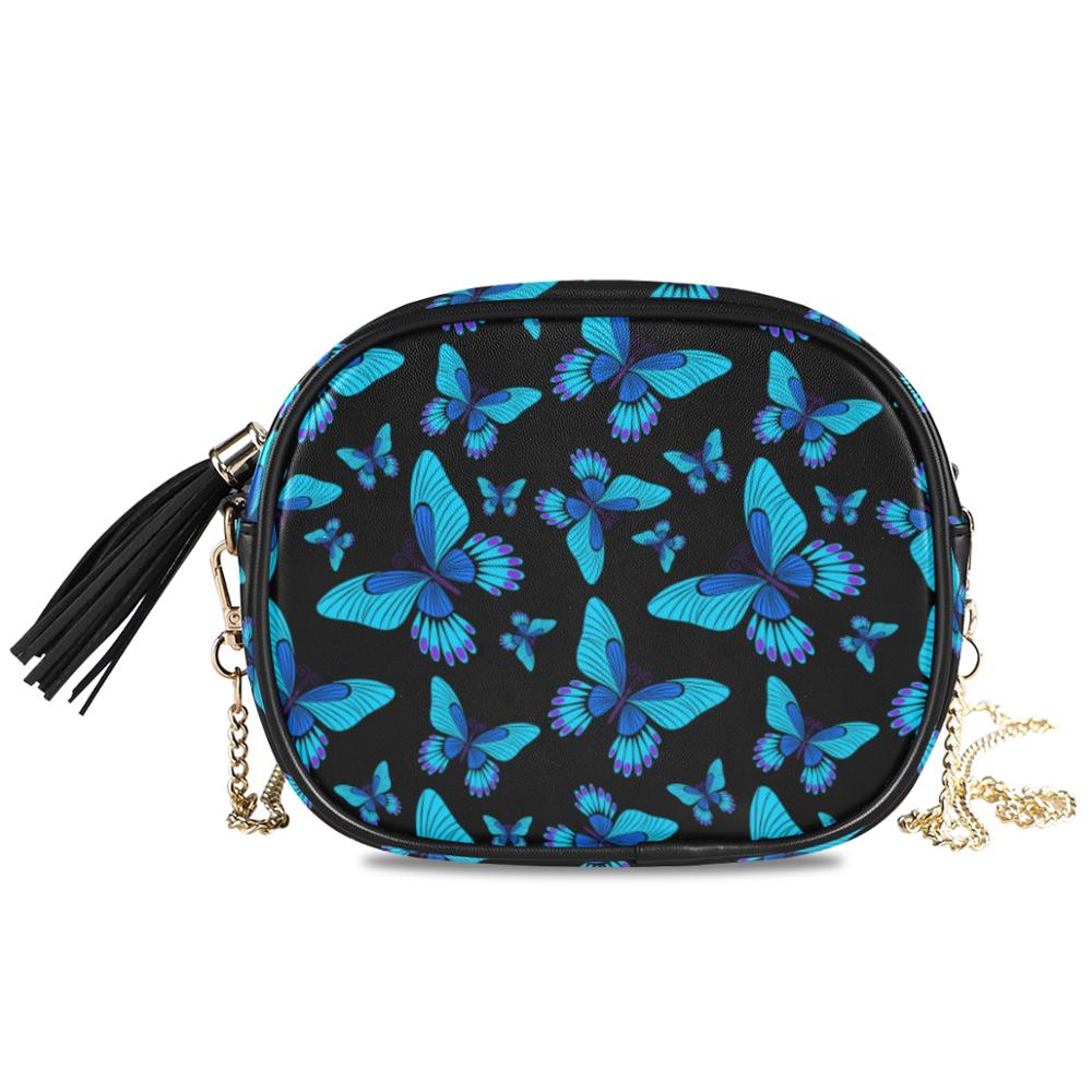 Butterfly Pattern Women Crossbody Chain Shoulder Bags.