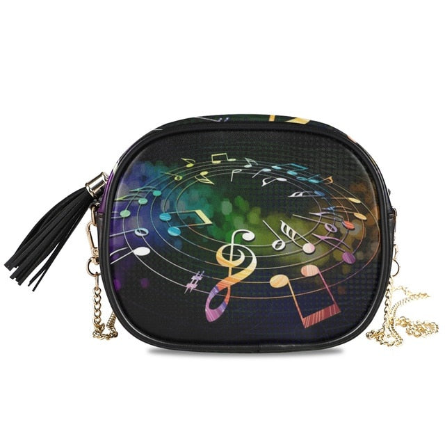 Crossbody bag PU Leather Neon Music Notes.