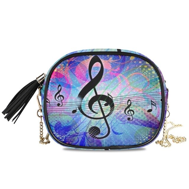 Crossbody bag PU Leather Neon Music Notes.