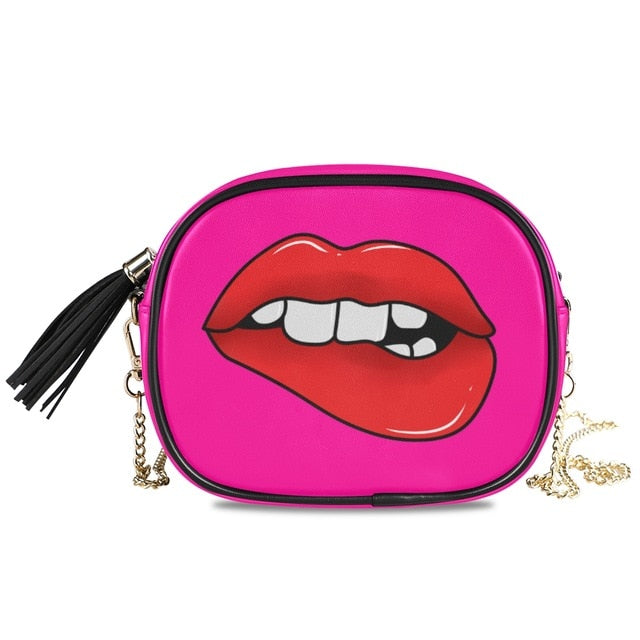 Chain bags for Woman! Sexy Red Lips High Quality Fashion PU Leather.