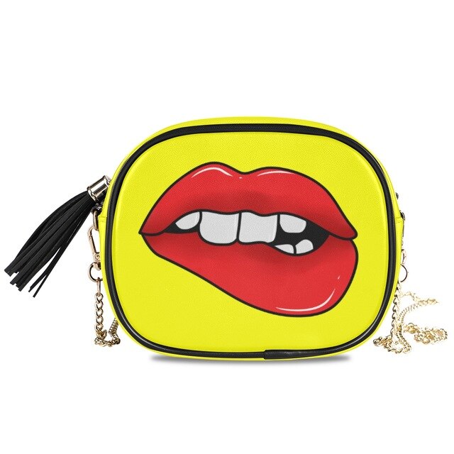 Chain bags for Woman! Sexy Red Lips High Quality Fashion PU Leather.