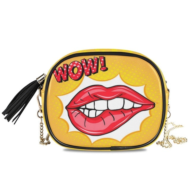 Chain bags for Woman! Sexy Red Lips High Quality Fashion PU Leather.