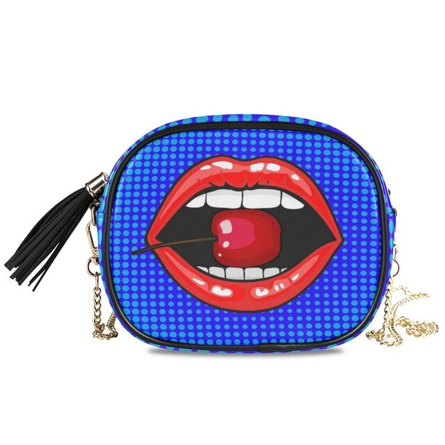 Chain bags for Woman! Sexy Red Lips High Quality Fashion PU Leather.