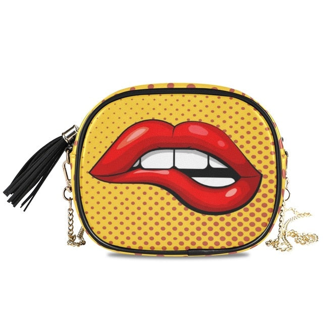 Chain bags for Woman! Sexy Red Lips High Quality Fashion PU Leather.