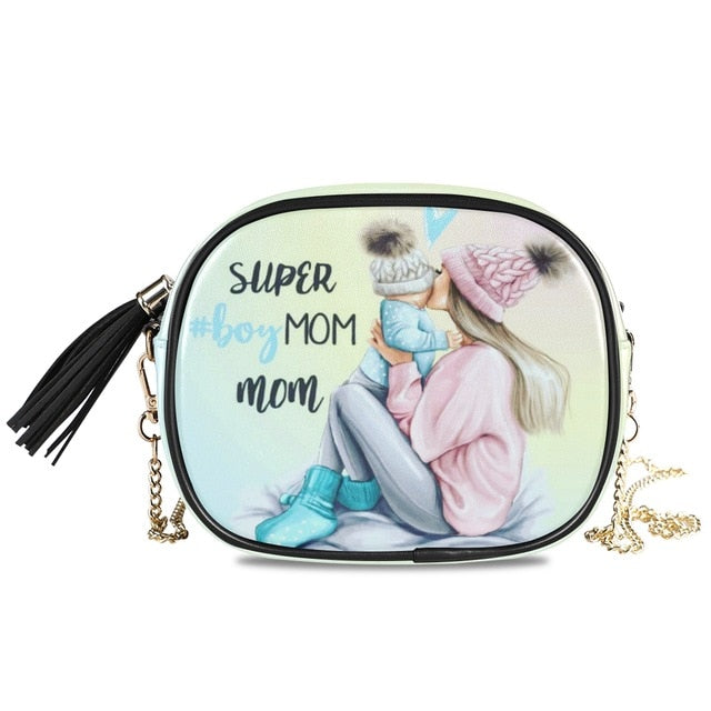 Bag Handbag Chain Super Mama Mom Girls Crossbody Bag.