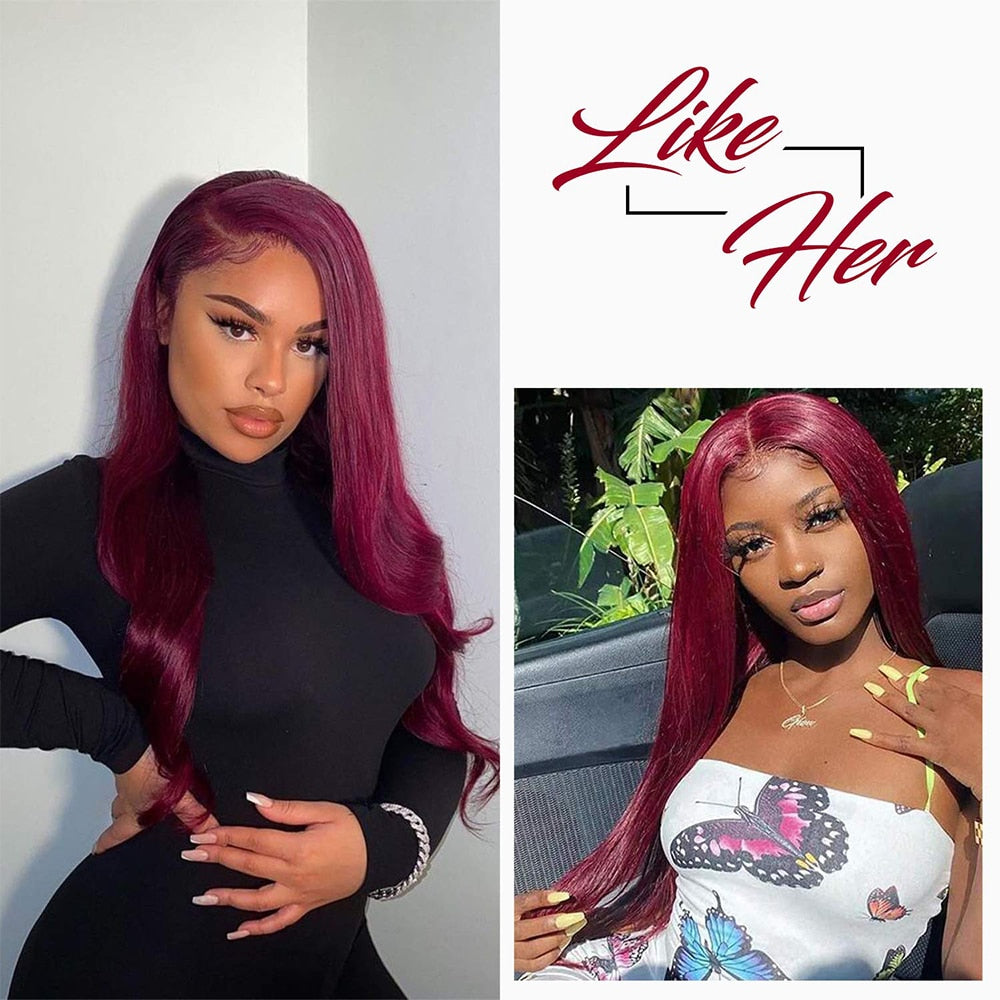 13X1 Colored Red Lace Front Wig Straight Lace Front Wig Human Hair Hot Red 180% Density Pre Plucked Pinshair Brazilian Remy Hair