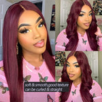 Load image into Gallery viewer, 13X1 Colored Red Lace Front Wig Straight Lace Front Wig Human Hair Hot Red 180% Density Pre Plucked Pinshair Brazilian Remy Hair
