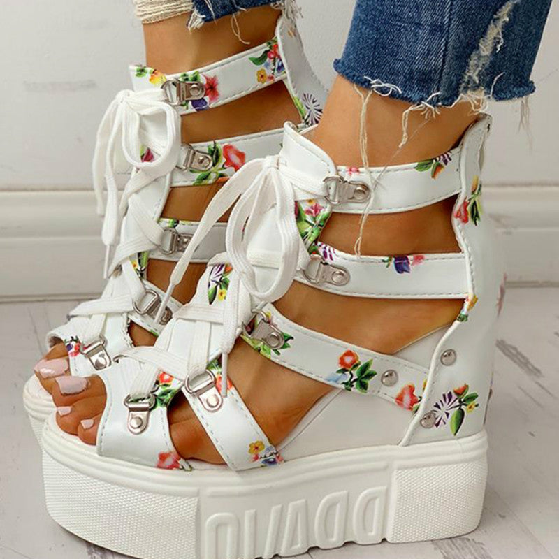 Hot Print Leisure Wedges Summer Shoes