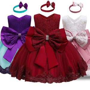 Lace Dresses Kids Flower Elegant