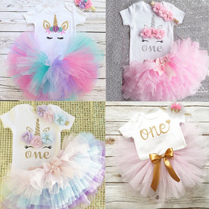 1 Year Baby Girl Clothes Unicorn Party Set