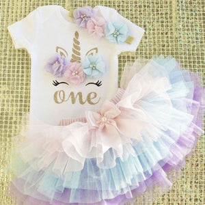 1 Year Baby Girl Clothes Unicorn Party Set