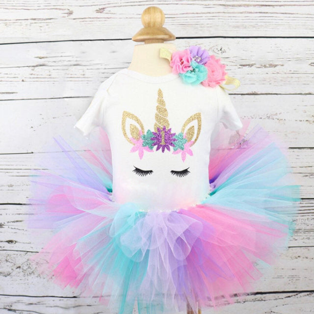 1 Year Baby Girl Clothes Unicorn Party Set