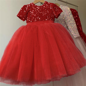 Girls Golden Sequin Shiny Tutu Dress