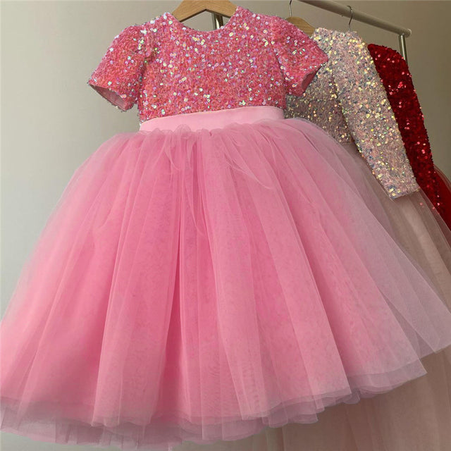 Girls Golden Sequin Shiny Tutu Dress