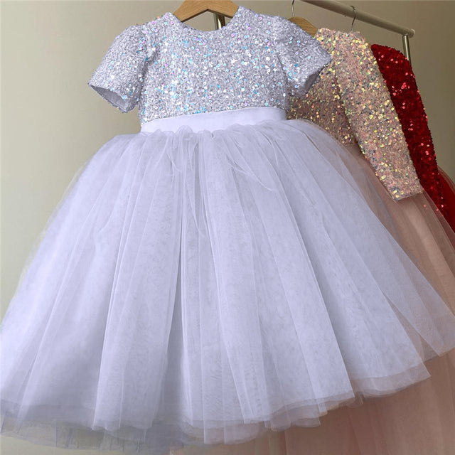 Girls Golden Sequin Shiny Tutu Dress