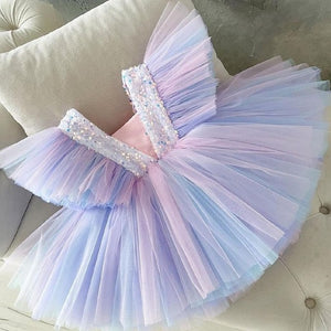 Girls Golden Sequin Shiny Tutu Dress