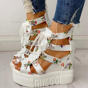 Hot Print Leisure Wedges Summer Shoes