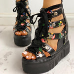 Load image into Gallery viewer, Hot Print Leisure Wedges Summer Shoes
