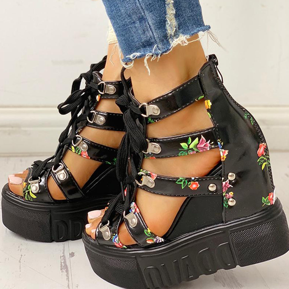 Hot Print Leisure Wedges Summer Shoes