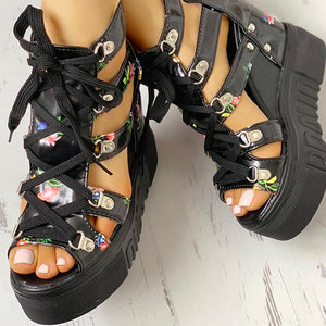 Hot Print Leisure Wedges Summer Shoes