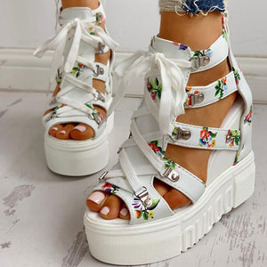 Hot Print Leisure Wedges Summer Shoes